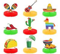 KatchOn, Fiesta - Centros de mesa de panal para mesas, paquete de 09 unidades, decoraciones de mesa de fiesta mexicana, decoraciones de fiesta mexicana para mesa, panal de cactus para mesa