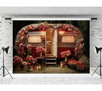 Kate 2.2x1.5m Día de San Valentín telón de Fondo Rojo del Coche con Decoraciones Florales telón de Fondo Cumpleaños Baby Shower Fiesta Decoraciones Photo Booth Atrezzo