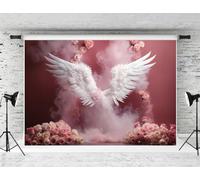 Kate 2.2x1.5m Rosa Angel Wings Backdrop Flor Decoración Fondo Recién Nacido Día de la Madre Señora Baby Shower Aniversario Primavera Artística Photo Booth Props