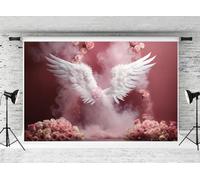 Kate 3x2m Rosa Angel Wings Backdrop Flor Decoración Fondo Recién Nacido Día de la Madre Señora Baby Shower Aniversario Primavera Artística Photo Booth Props