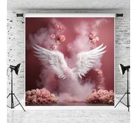 Kate 3x3m Rosa Angel Wings Backdrop Flor Decoración Fondo Recién Nacido Día de la Madre Señora Baby Shower Aniversario Primavera Artística Photo Booth Props