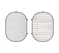 Kate 5x6.5ft/1.5x2m Pared de ladrillo Blanco de Doble Cara/Telón de Fondo Plegable de Grano de Madera para sesión de Fotos Fondo de fotografía emergente Fondo de fotografía Plegable Plegable