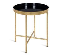 Kate and Laurel Celia - Mesa redonda plegable de metal (45,7 cm), color gris y dorado