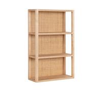 Kate and Laurel Ori - Estante de pared de madera bohemio de tres niveles, 19 x 8 x 30 pulgadas, ratán natural, estantería pequeña moderna con tres niveles para usar como exhibición de sala de estar o