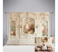 Kate Art Fondo de fotografía de Flores Rosas 7x5ft/2.2x1.5m Fondo de Pared de Lujo de Palacio Retro para Accesorios de Tela para Fotos de Embarazadas