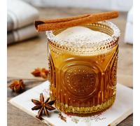 Kate Aspen acanalado Retro Arch Floral Amber Beberes Juego de 6 (10 oz) Juego de cristalera Vintage Cocktail Glass Jugo Glass Glass Water Cups | Gra