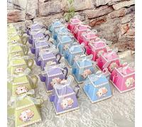 Kate Aspen Cajas de té con forma de tetera floral vintage (juego de 24 colores surtidos) - Recuerdos de boda, despedidas de soltera, almuerzos de baby shower, cajas de caramelos, decoraciones de