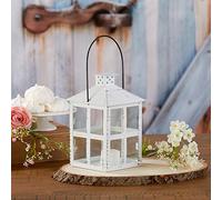 Kate Aspen Farol Decorativo rústico de Granja Blanco (7.5 Pulgadas), decoración de Boda, Centro de Mesa, decoración del hogar, decoración de estantes