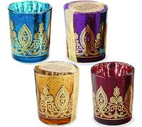 Kate Aspen Indian Jewel Henna Votives Assorted (Set of 4)
