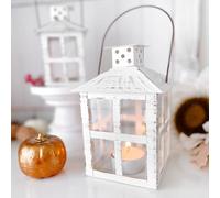 Kate Aspen Juego de 6 faroles Decorativos Blancos Estilo rústico Vintage Envejecido (6 Pulgadas), decoración de Boda, Centro de Mesa, decoración de Granja, decoración de estantes