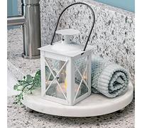 Kate Aspen Portavelas votivas de Metal para decoración de Estante rústico, Luminoso, Vintage, Blanco Envejecido