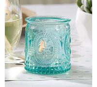 Kate Aspen Set de 8 portavelas portavelas para Velas de té y Velas votivas de Cristal Vintage con diseño de Flor de lis