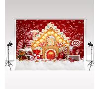 Kate Christmas Red Decoration Telón de Fondo 2,2 * 1,5m/7 * 5ft X-mas Props para bebés Niños Navidad Temática Fotografía Retrato Disparar casa de Dulces Cabina de Fotos Aumentar la atmósfera navideña