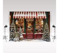 Kate Christmas Store Fotografía Telones de Fondo 2,2x1,5 m/7x5ft Árbol de Navidad Retro Tienda de Cacao Caliente Invierno Nieve Bebé Adulto Retrato Familiar Fondo Decorativo Photocall Photo Studio