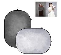 Kate Doble Cara Gris Claro/Gris Oscuro Fondo Plegable telón de Fondo para sesión de Fotos Pop-up fotografía telón de Fondo Plegable Plegable Foto Fondo (5x6.5ft/1.5x2m)