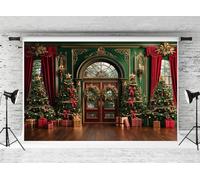 Kate Fondo de Árbol de Navidad 3x2m/10x6.5ft Pared Verde Retro 3D Guirnalda de Cortina Roja Fotografía Infantil Estudio Fotográfico Fotófono