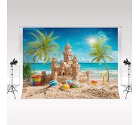 Kate Fondo para fotografía 2,2x1,5m/7x5ft Verano Arena Playa Castillo Océano Bola Palmera Decoración Fondo Niños Cumpleaños Retrato Foto Estudio Photocall