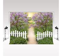 Kate Fotografía Telón de Fondo 2.5x2.5m/8x8ft Flores Moradas Shimmer Fondo de Pared Jardín de Primavera Fondos de Estudio de Fotografía Fondo de Microfibra Country Road para Camping
