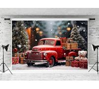 Kate Fotografía Telones de Fondo 3x2m/10x6.5ft Navidad Nieve Noche Árbol de Navidad Coche Rojo Oso Fondo Niños Familia Retrato Decoración Fondo Estudio Fotográfico