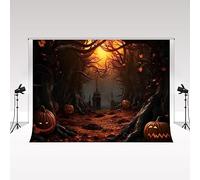 Kate Halloween Fotografía de Fondo 3x3m/10x10ft Calabaza Horror Disparos de Fotos Castillo Oscuro Papel Pintado Noche de Halloween Retrato de Fiesta Decoración de Fondo