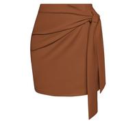 Kate Kasin Falda corta para mujer, minifalda a cuadros, cintura alta, cuello redondo, falda escocesa, para otoño e invierno, minifalda informal, elegante, mini falda corta, marrón, L
