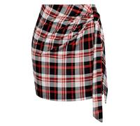 Kate Kasin Falda corta para mujer, minifalda a cuadros, cintura alta, cuello redondo, falda escocesa, para otoño e invierno, minifalda informal, elegante, mini falda corta, Blanco-rojo Grid, S