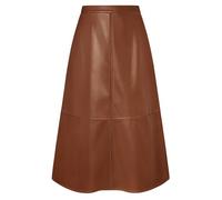 Kate Kasin Falda de piel sintética para mujer, con cintura elástica y cremallera lateral, sin forro, para oficina y uso diario, marrón, XL