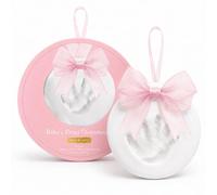 Kate & Milo Kit de adorno rosa para huellas de manos y huellas de bebé, impresión de arcilla de recuerdo de bebé, adorno de primera Navidad del bebé, regalo de recuerdo de recién nacido, regalo de