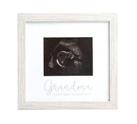 Kate & Milo Marco de fotos rústico para abuela, anuncio de embarazo, marco de fotos de bebé ultrasonido, marco de recuerdo de bebé neutro, decoración de mesa y pared, inserto de fotos de 4 x 5, gris