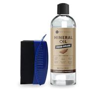 Kate Naturals Aceite mineral para tabla de cortar de 12 onzas con aplicador de cera. Aceite mineral de grado alimenticio y apto para alimentos para proteger la madera en tablas de cortar, bloques de