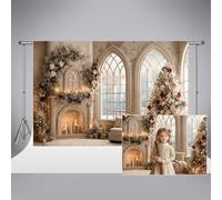 Kate Ornate Ornate Christmas Flower Fotograph Photograps 7x5ft/2.2x1.5m Windows de Piso a Techo Castillo Interior Foto de Fondo Niños Retrato de cumpleaños Decoración de Fiestas
