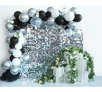 Kate Silver Square Sequins Decoración para Fiesta de cumpleaños Sueño Boda Photo Booth Telón de Fondo Lujoso Cena Lugar Backdround Shimmer Wall Telón de Fondo para grabación de Video 30cm*30cm*12pcs