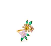 Kate Spade New York Anillo envolvente de flores explosivas, 7 Reino Unido, metal chapado, circonita cúbica, circonita cúbica