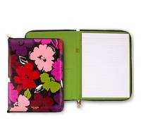 Kate Spade New York Bloc de notas de piel sintética de 13.2 x 9.5 pulgadas con bolsillo interior, bloc legal, cierre de cremallera dorado y lazo para bolígrafo, flores pintorescas
