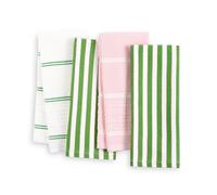 Kate Spade New York Botanical Stripe - Juego de 4 Toallas de Cocina absorbentes, 100% algodón, Verde/Rosa, 17 x 28 Pulgadas