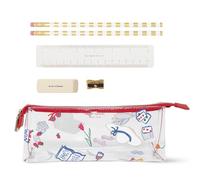 kate spade new york Estuche transparente para bolígrafos y lápices para mujer, bonitos artículos de papelería, bolsa de PVC con cremallera, incluye 2 lápices, sacapuntas, goma de borrar y regla