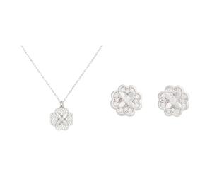 Kate Spade New York Heritage Bloom Collar y pendientes, transparente/plateado