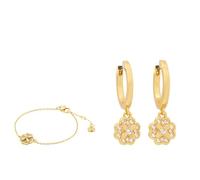 Kate Spade New York Heritage Bloom Pulsera y aros, transparente/dorado