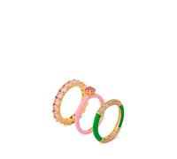 Kate Spade New York Hint Of Shimmer - Juego de anillos apilables, 4 Reino Unido, metal chapado, circonita cúbica, circonita cúbica