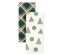Kate Spade New York Holiday Confetti & Acrobat - Juego de 2 paños de Cocina (43,2 x 71,1 cm, 100% algodón, con Estampado metálico, sin Pelusas y absorbentes, Color Crema y Verde