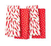 Kate Spade New York Hot Hot Peppers and Spring Time Dot - Juego de 4 Toallas de Cocina absorbentes, 100% algodón, Rojo/Rosa, 17 x 28 Pulgadas