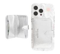 Kate Spade New York Morgan - Cartera magnética para teléfono/Tarjetero, Compatible con Cartera MagSafe, Color Plateado metálico