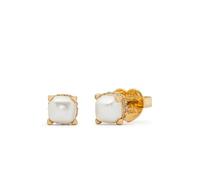 Kate Spade New York Pendientes de botón cuadrado Little Luxuries 6mm, Crema/Oro