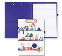 kate spade new york Portapapeles A4 con clip de perfil bajo, portafolio profesional que incluye bloc de notas forrado, bucle para bolígrafo y bolsillo, biblioteca encantada