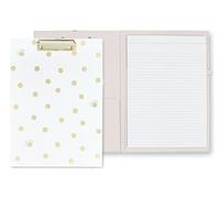 Kate Spade New York Portapapeles A4 con clip de perfil bajo, portafolio profesional que incluye bloc de notas forrado, bucle para bolígrafo y bolsillo, lunares dorados con escritura