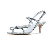 kate spade new york Sandalias de piel suave con tacón de gatito para mujer, Piel de serpiente, zafirina pálida, 37.5 EU