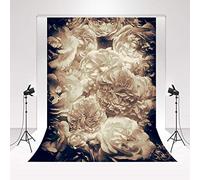 Kate Telón de Fondo 2x3m /6. 5x10ft Telón de Fondo Blanco Negro Flores Grandes Fotos Fondo Estilo Vintage Accesorios de Flores para Fotografía Profesional