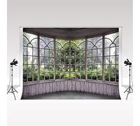 Kate Window Scenery Photo Background 2.2x1.5m/7x5ft Spring Forest Fairy Tale Photo Studio Fondo Fotografía Boda Fiesta Decoración Photo Studio Props Castle French Door Photo Booth