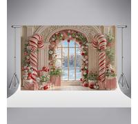 Kate Xmas Snowy Streets Arch Photography Fackdrops 10x6.5ft/3x2m Candy Candy Canes Retrato Fondo de Fondo Estudio de Vacaciones Fiesta de Fiesta