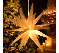 KATELUO Estrella Luminosa 3D Estrella Plegable, 35cm Estrella Iluminada con Función de Temporizado, Estrella de Arbol de Navidad, Estrella Navideña 3D para Decorar árboles de Navidad Fiesta Balcones